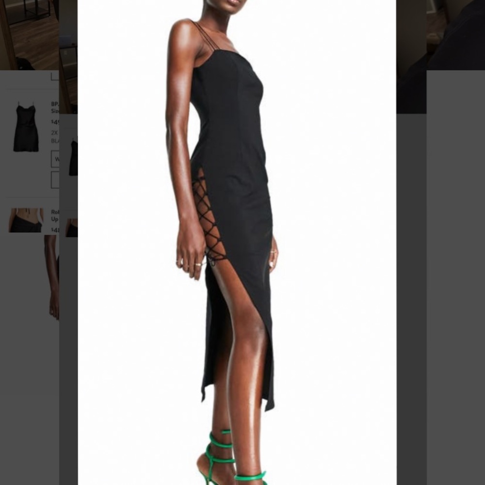 Lace up body con midi dress
